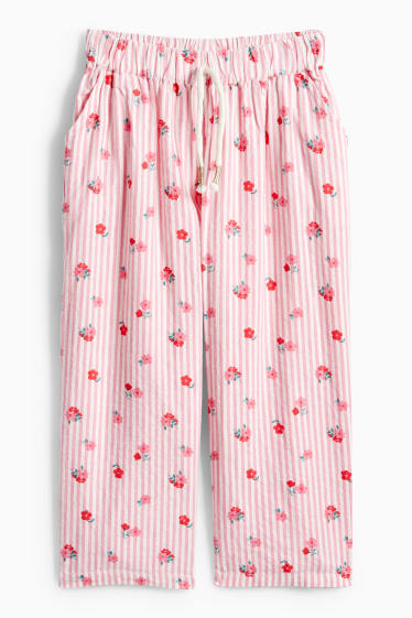 Nena - Flor - pantalons de tela - de ratlles - blanc/rosa