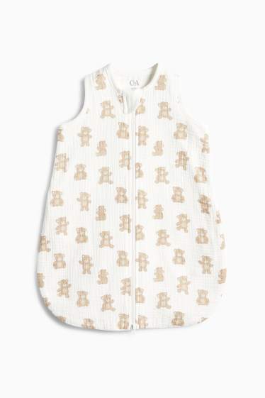 Unisex - Teddybeer - babyslaapzak - 0 tot 4 maanden - wit