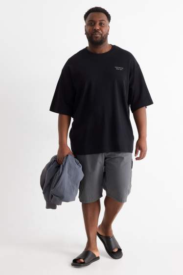 Heren - Cargoshort met riem - met structuur - donkergrijs