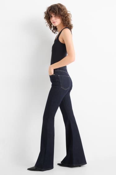 Damen - Flared Jeans - High Waist - dunkelblau