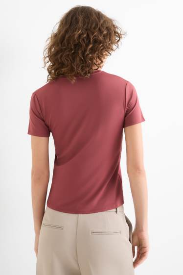 Women - T-shirt - slim fit - dark red