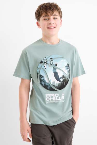 Children Boys - Basketball - short sleeve T-shirt - green