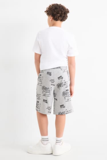 Copii - Băieți - Multipack 2 perechi - graffiti - pantaloni scurți de trening - gri / negru