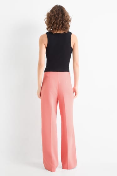 Dámské - Business kalhoty - high waist - regular fit - korálová