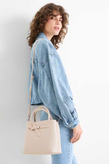 Femmes - Petit cabas à bandoulière amovible - matière synthétique - beige clair