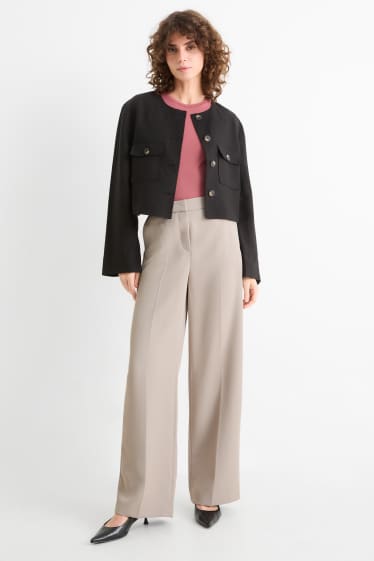 Femmes - Pantalon de bureau - mid waist - wide leg - taupe