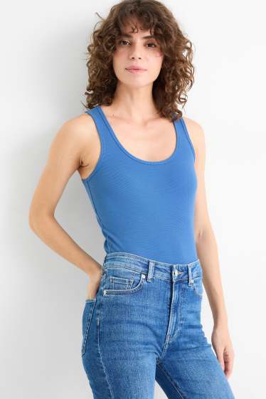 Damen - Multipack 2er - Top - gerippt - blau  / schwarz