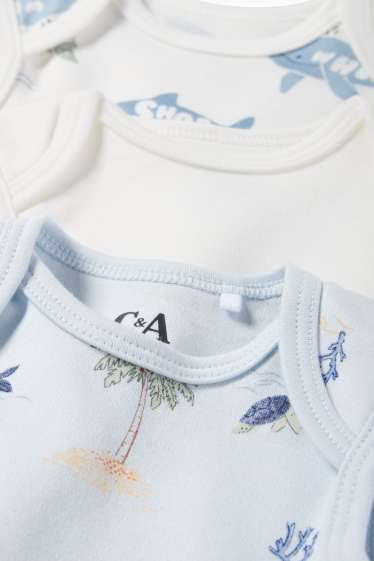 Unisex - Multipack 3er - Meerestiere - Baby-Body - hellblau