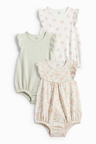 Baby Mädchen - Multipack 3er - Blümchen - Baby-Body - cremeweiß