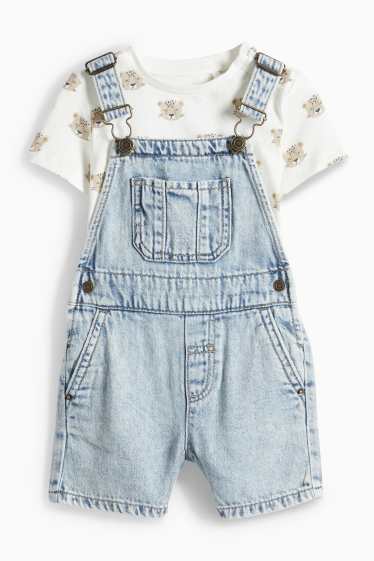 Baby: jongens - Luipaard - babyoutfit - 2-delig - jeanslichtblauw