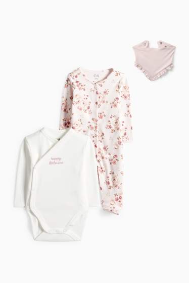 Bebeluși - fete - Compleu nou-născuți - alb / roz