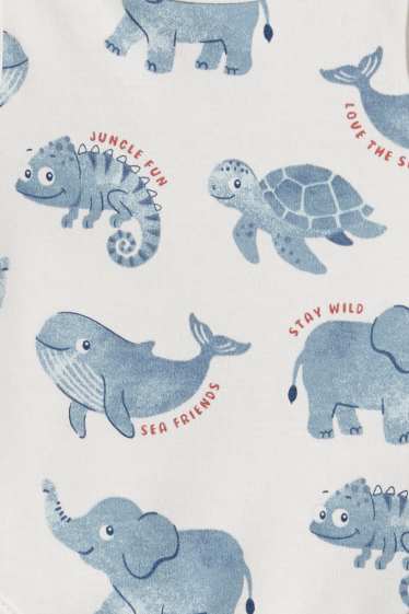 Bébés filles - Lot de 3 - animaux de la jungle et de la mer - bodys bébé - blanc / bleu