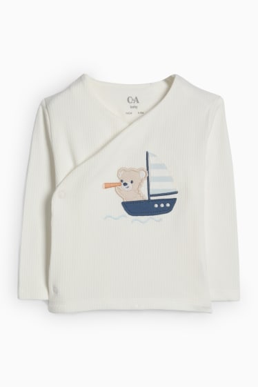 Bébés garçons - Ours en peluche et voilier - tenue nouveau-né - 2 pièces - bleu  / crème