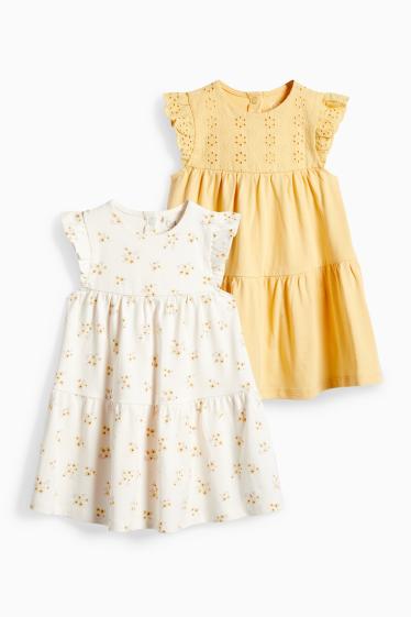 Baby Girls - Multipack of 2 - floral - baby dress - broderie anglaise - white / yellow