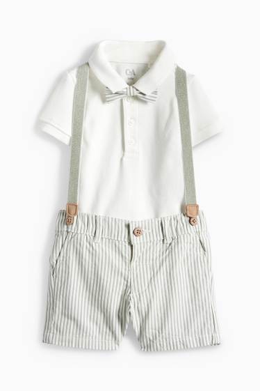 Bebeluși - băieți - Compleu bebeluși - 3 piese - alb / verde