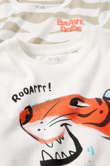 Children Boys - Multipack of 2 - tiger - short sleeve T-shirt - white / beige