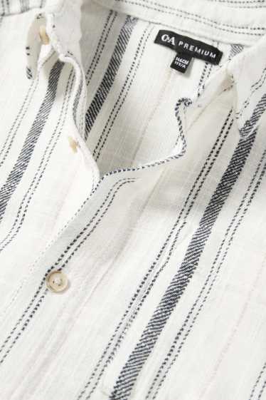 Kinder Jungen - Hemd - gestreift - strukturiert - weiss / grau