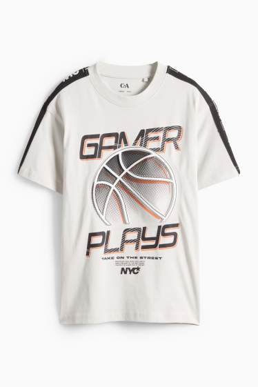 Children Boys - Basketball - short sleeve T-shirt - black / white