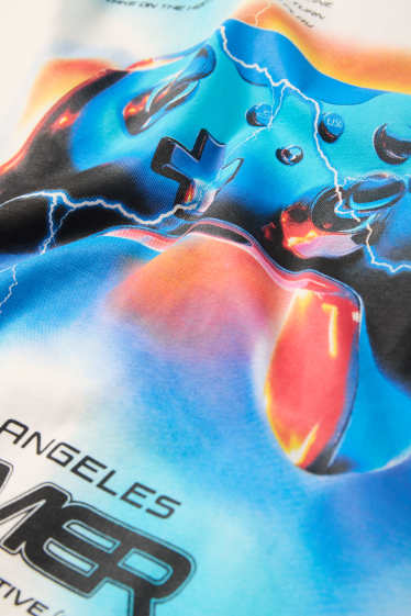 Kinder Jungen - Gaming-Controller - Kurzarmshirt - weiss / blau