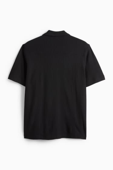 Bărbați - Cămașă - regular fit - guler cu rever - structurat - negru