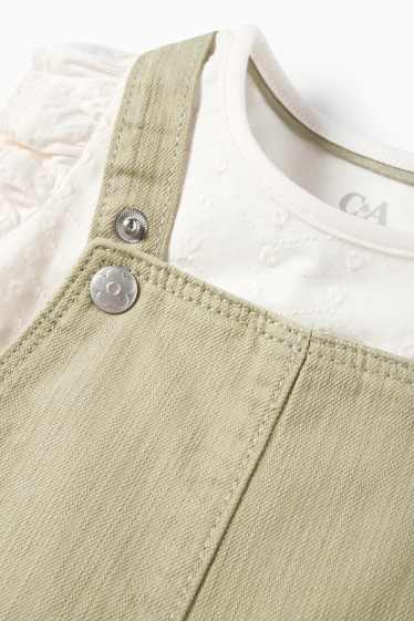 Baby Mädchen - Blümchen - Baby-Outfit - 2 teilig - weiss / beige