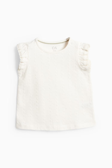 Baby Mädchen - Blümchen - Baby-Outfit - 2 teilig - weiss / beige