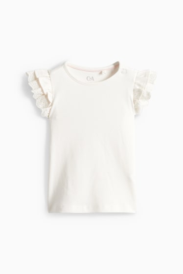 Baby Girls - Floral - baby outfit - broderie anglaise - 2 piece - blue / white