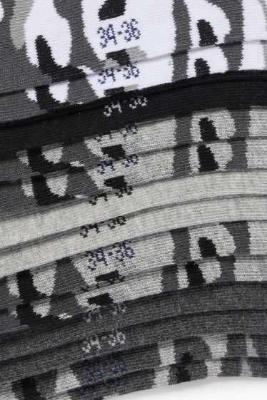 Nen - Paquet de 7 - mitjons turmellers - estampats - gris/negre