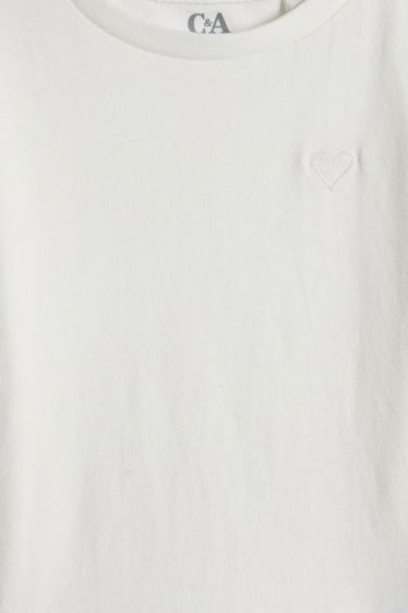 Children Girls - Multipack of 3 - heart - short sleeve T-shirt - white / rose