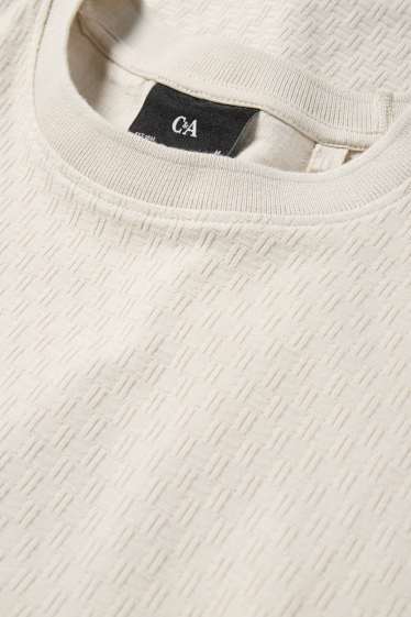 Herren - T-Shirt - Regular Fit - strukturiert - cremeweiss