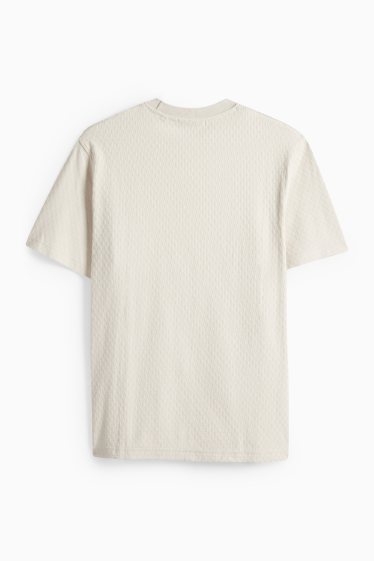 Herren - T-Shirt - Regular Fit - strukturiert - cremeweiss