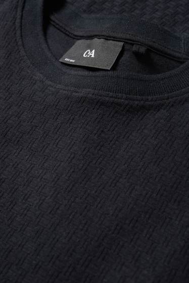 Herren - T-Shirt - Regular Fit - strukturiert - schwarz