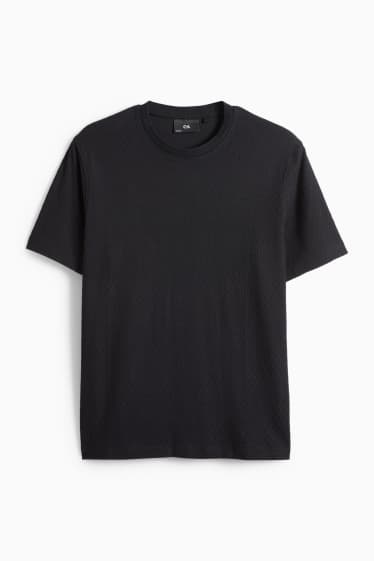 Herren - T-Shirt - Regular Fit - strukturiert - schwarz