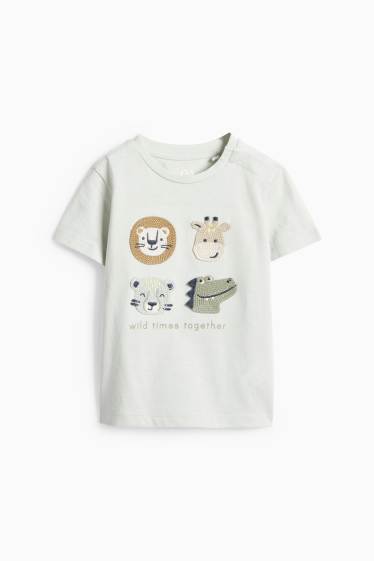 Baby Boys - Wild animals - crocheted baby outfit - 2 piece - mint green