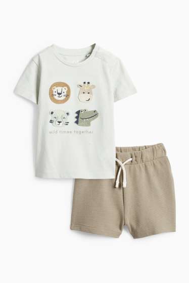 Baby Boys - Wild animals - crocheted baby outfit - 2 piece - mint green