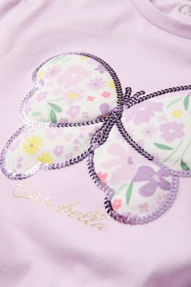 Enfants filles - Papillon - T-shirt - finition brillante - violet
