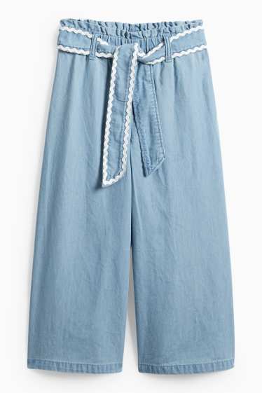 Kinder Mädchen - Stoffhose - Jeans-Look - hellblau
