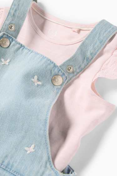 Nadó nena - Papallona - conjunt per a nadó - brodat anglès - 2 peces - rosa/blau
