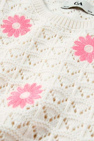 Bambine - Motivo fiori - top in pizzo - bianco / rosa