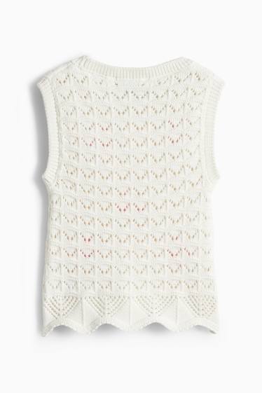 Bambine - Motivo fiori - top in pizzo - bianco / rosa