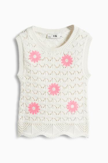 Bambine - Motivo fiori - top in pizzo - bianco / rosa