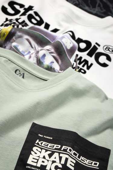 Kinder Jungen - Multipack 3er - Gorilla - Kurzarmshirt - schwarz / weiss