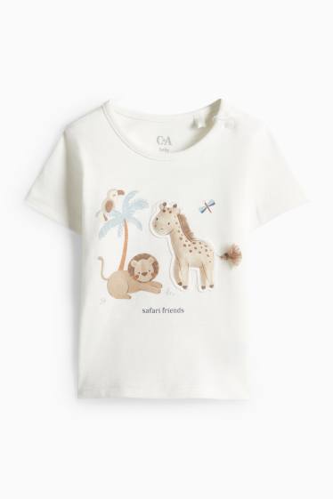 Baby Buben - Löwe und Giraffe - Baby-Outfit - 3 teilig - blau / cremefarben