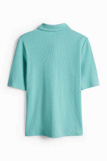 Femmes - Polo - regular fit - à rayures - turquoise