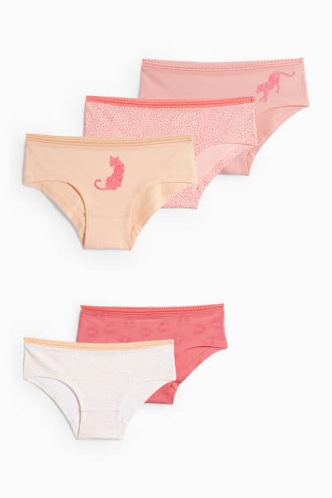 Kinder Mädchen - Multipack 5er - Leopard - Slip - coral