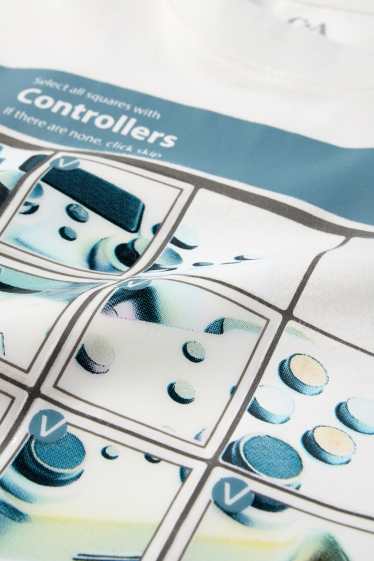 Kinder Jungen - Gaming-Controller - Kurzarmshirt - weiss