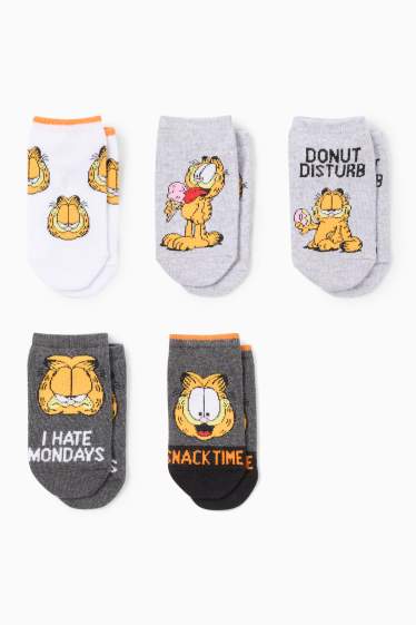 Kinder Jungen - Multipack 5er - Garfield - Sneakersocken mit Motiv - orange / grau