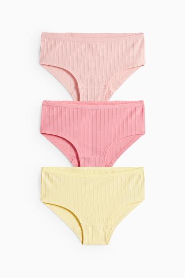 Children Girls - Multipack of 3 - knickers - ribbed - orange / yellow