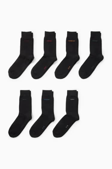 Hommes - Lot de 7 paires - chaussettes à motif - jours de la semaine - noir
