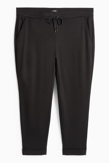 Damen - Stoffhose - Mid Waist - Tapered Fit - schwarz